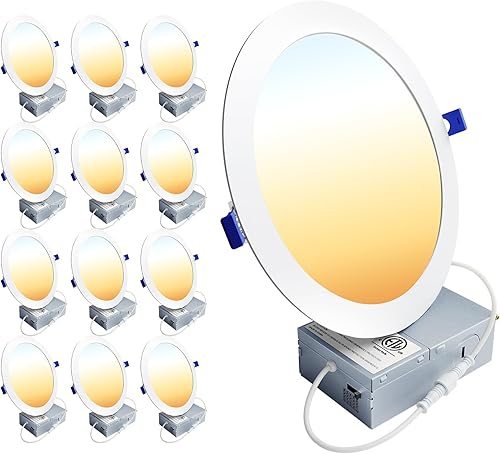 Miniatura 17 de Ensenior Paquete de 12 Luces LED Empotradas de Techo de 6 Pulgadas, Regulables, 2700K-5000K 5CCT, 1200LM 12W 120V, Downlight Tipo Oblea Sin Caja de