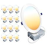 Ensenior 12 Pack 7 Inch LED Recessed Ceiling Light, Dimmable, 2700K-5000K 5CCT, 1300LM 15W 120V, High Brightness Canless Wafer Downligh