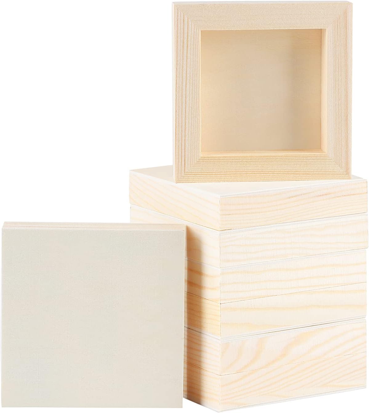 ADXCO 8 Pack Wood Panels 4 x 4 Inch Unfinished Wood Canvas Wooden Panel Boards for Painting, Pouring, Arts Use with Oils, Acrylics