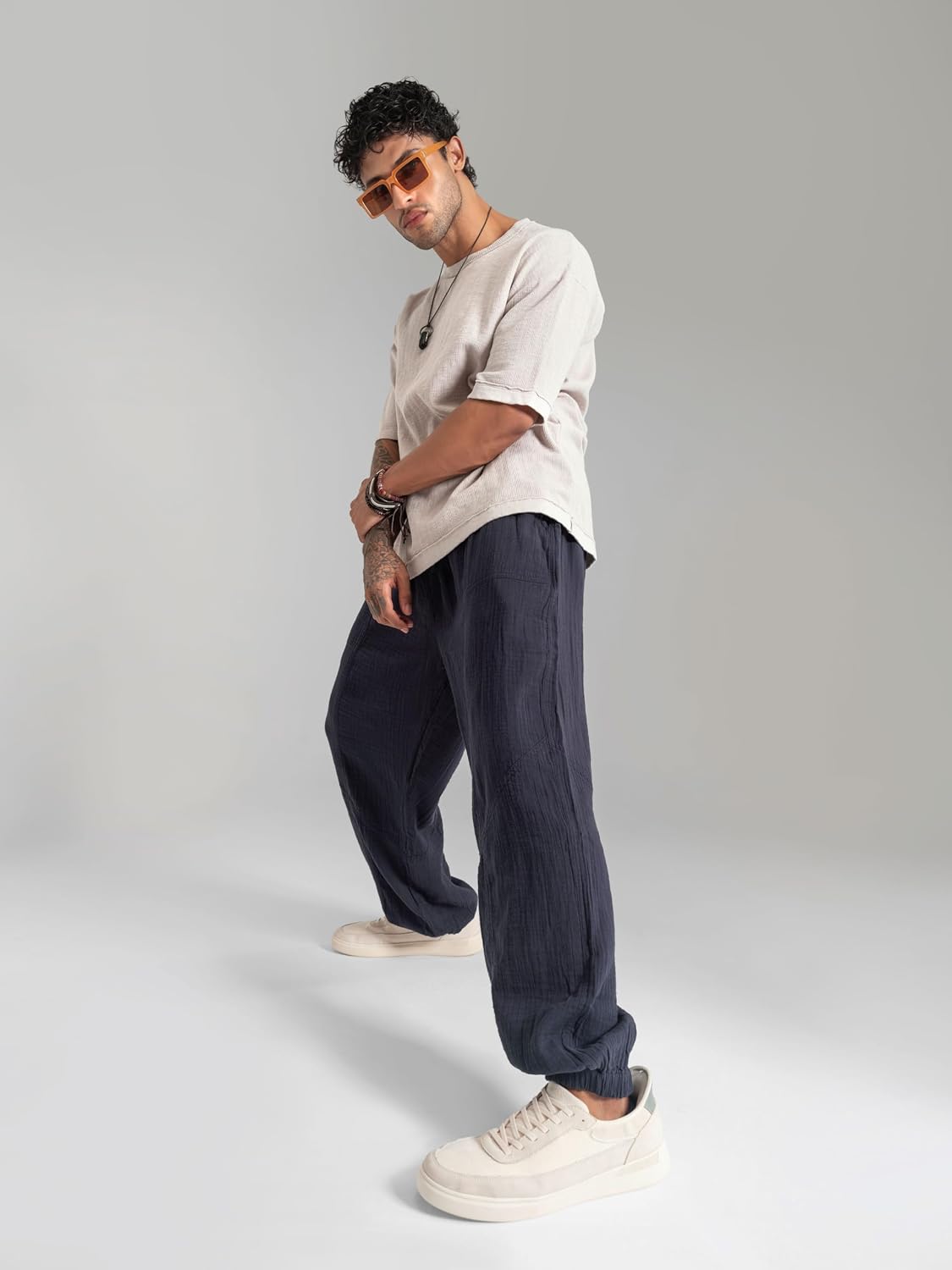 Men’s Cotton Pants – Lightweight Boho Harem Drawstring Trousers – Soft Travel Yoga Pants