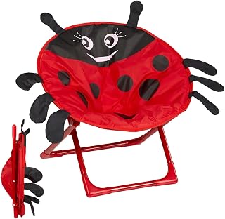 Silla Playa Niños,Silla Infantil Acampada Cómoda Mariquita - Respaldo Divertido para Interior y Exterior