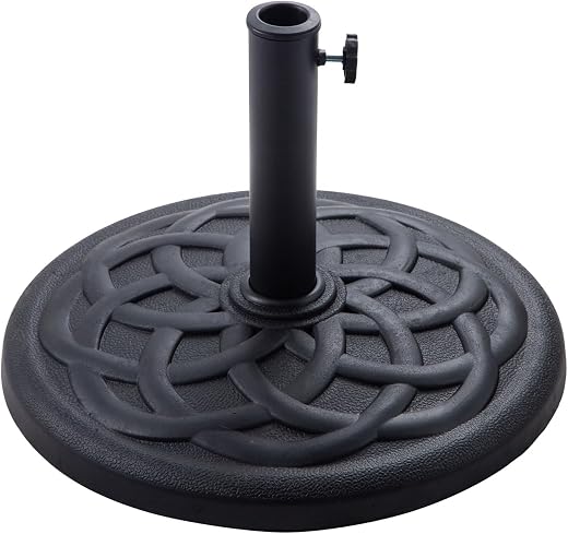 C-Hopetree 42 lb Heavy Duty Round Base Stand for Outdoor Patio Market Table Umbrella, Black