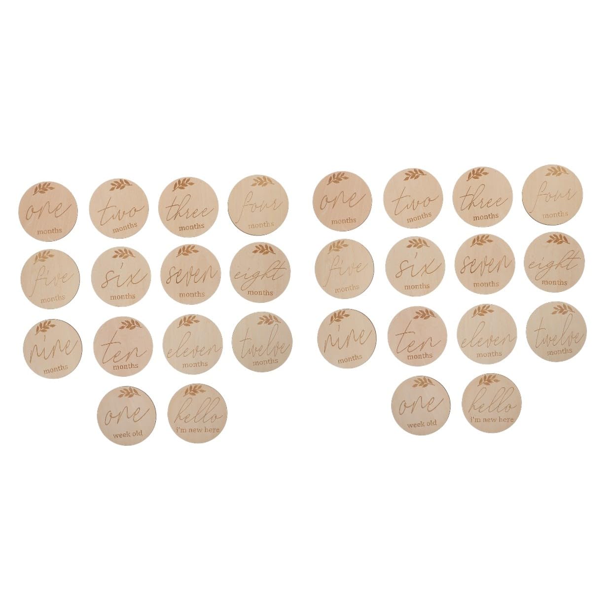 DOITOOL 28piezas Tarjetas De Madera para Bebés De Tarjetas Mensuales De Decoración De Crecimiento Infantil Ornaments De Madera para Fotografía Familiar Diámetro