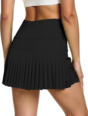 Buauty Womens Front A-Line Back Pleated Tennis Skort with Pockets High Waisted Golf Skirt