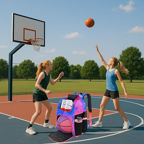 Miniatura 8 de MATEIN Bolsa de baloncesto, bolsa de fútbol resistente con soporte para pelotas y compartimento para zapatos, mochila de baloncesto grande para