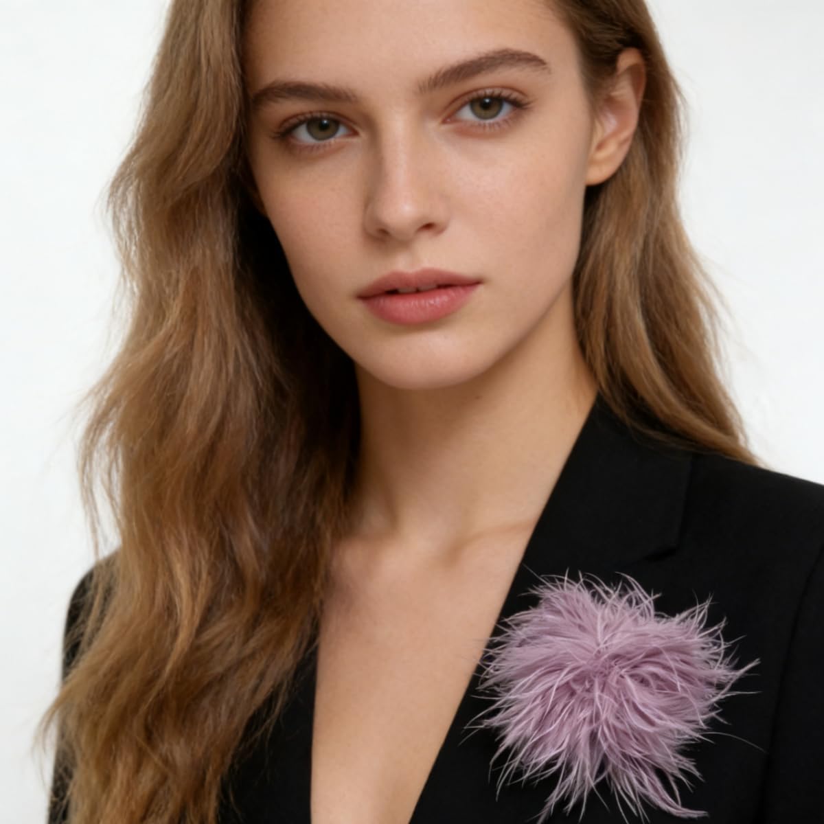 Dainty Feather Flower Large Brooch Pin for Women Elegant Floral Lapel Pins Shawl Dress Suit Clothes Accessories Wedding Party Dance Banquet Fashion Jewelry image 3