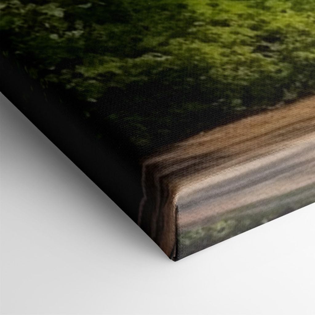 Canvas for Living room. Beneath the Boughs: A Serene Fusion of Urban Skylines and Nature's Embrace, 27 x 18 inch Canvas Wall Art - Ready to Hang