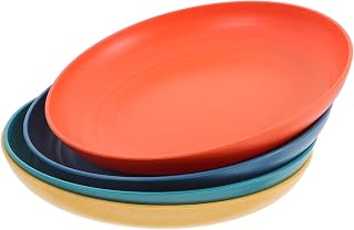 TEHAUX 4 Pcs Unbreakable Wheat Straw Plates Impact-resistant Dinnerware for Adults Reusable Sandwich and Cereal Dishes with Smooth Surface for Easy Cleaning