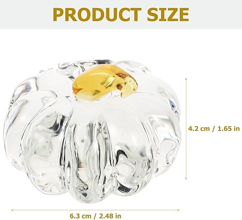 Miniatura 2 de VOSAREA Figura de calabaza de vidrio soplado a mano, estatua de calabaza de cristal, escultura de calabaza de cosecha transparente, acento de mesa