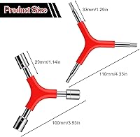 Vista 2 de 4 unids 3 vías llave hexagonal bicicleta herramienta en forma de Y herramientas de reparación de bicicletas llaves externas 4/5/0.236 in tipo Y