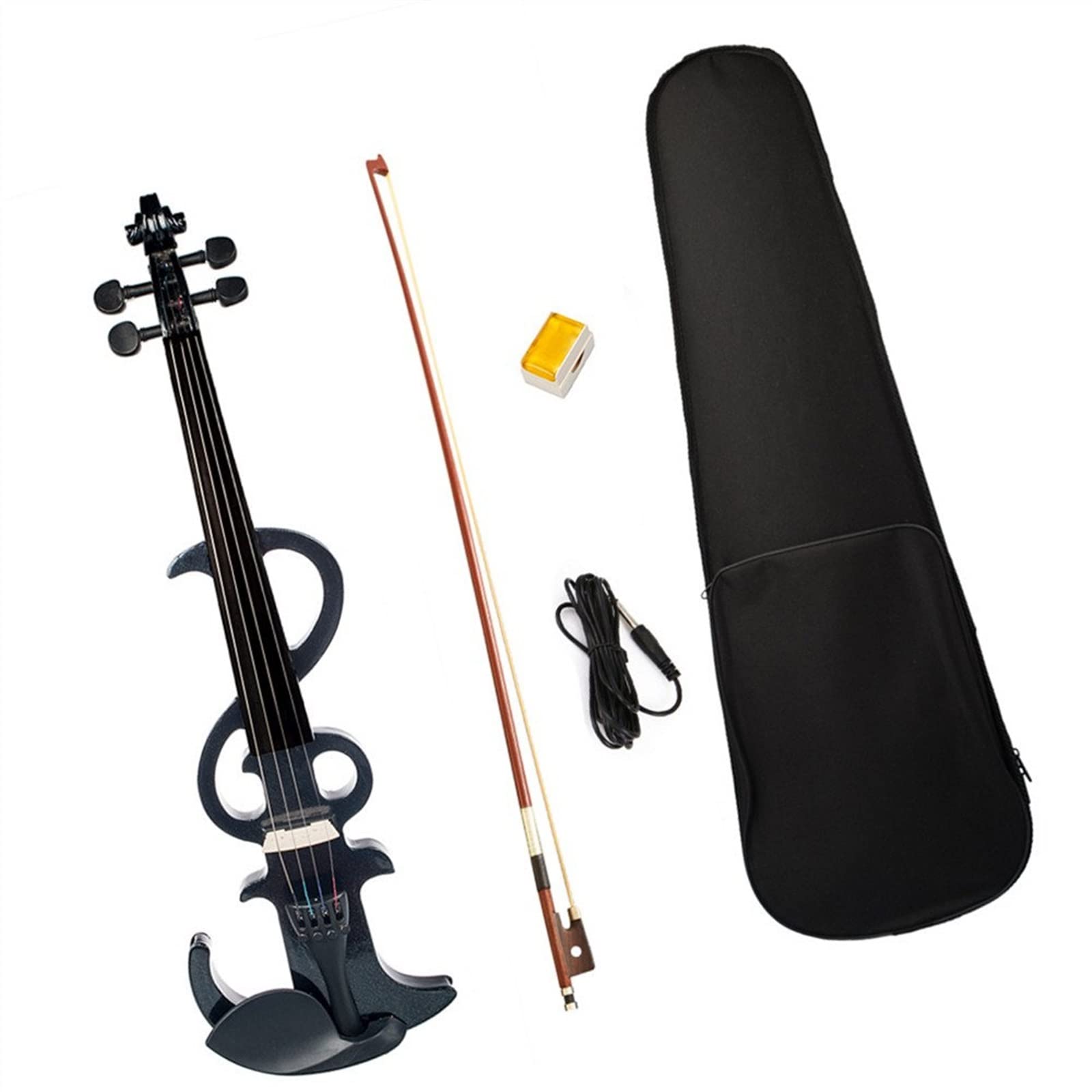 Violinen Solidwood Electric 4/4 Violin Set Ebenholzbeschläge Mit Brasilholzbogen + Kolophonium + Steg + Geigenkoffer + Audiokabel (Color : 1)