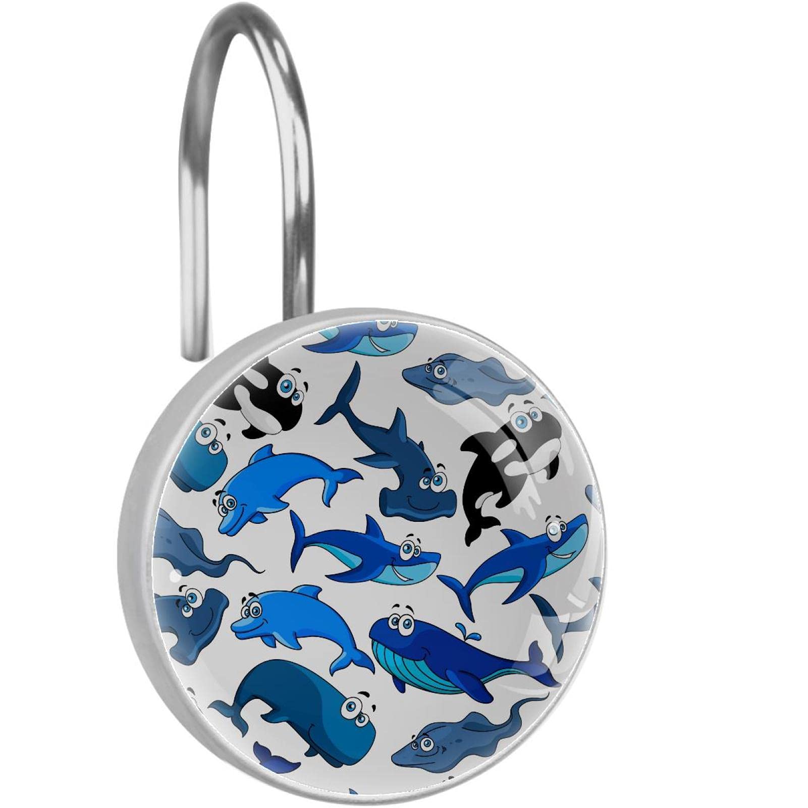 Rideau de douche bloque ? Crochets acier inoxydable poisson ocean x12