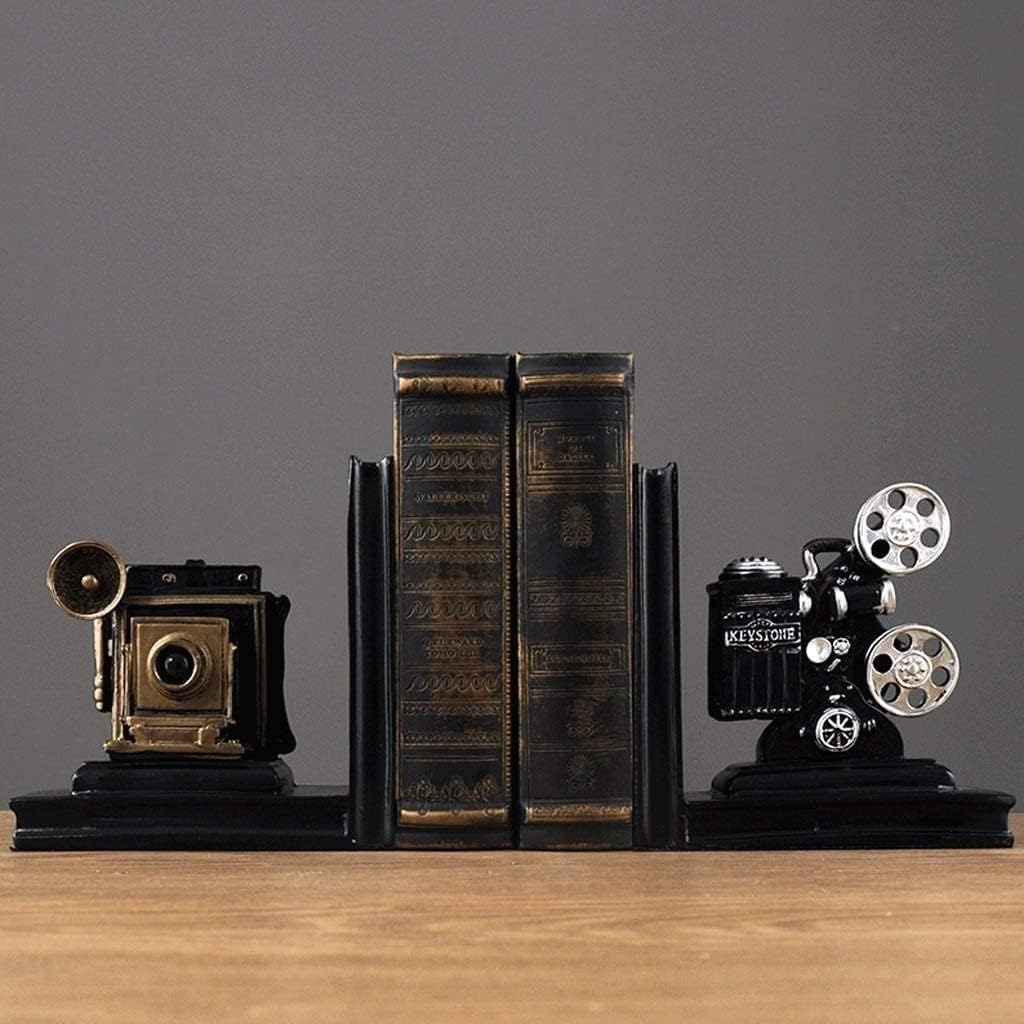 Buchstütze Buchstützen, Filmprojektor, dekorative Buchstütze aus Kunstharz, für Halten von Büchern, robuste Buchstopper Schreibtisch Dekorative