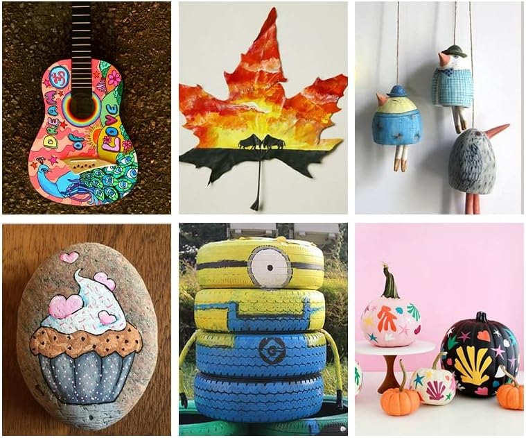 Miniatura 7 de Pintura acrílica, colores primarios, 6 colores (2.54 onzas), juego de acrílico de cuerpo pesado, pigmento rico para pintura en lienzo, tela y rocas,