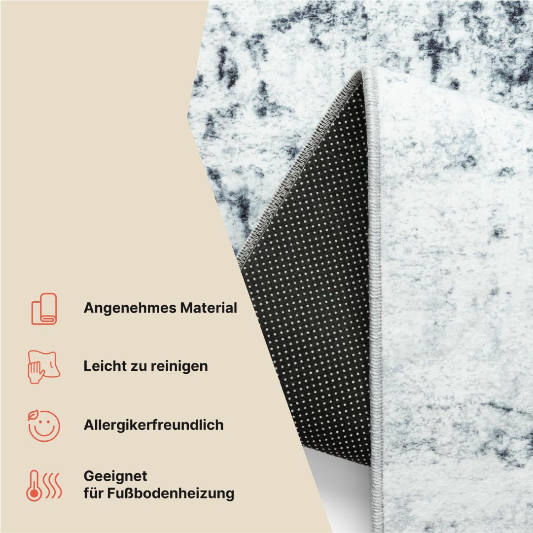 TAPISO Bari Alfombra Motivo Abstracto Difuminado Azul Gris Oscuro - Alfombra Impresa con Base Antideslizante Salón Dormitorio Diseño Moderno Öko-Tex 120 x 170 cm