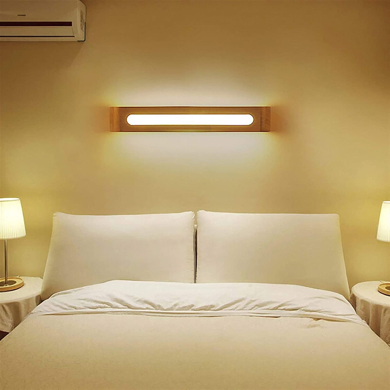 OLOTU Appliques murales Applique Murale en Bois de chêne Appliques murales LED Modernes Appliques murales Miroir en Bois Massif Nordique Applique pour Chambre Salle de Bain Appliques murales Gradable