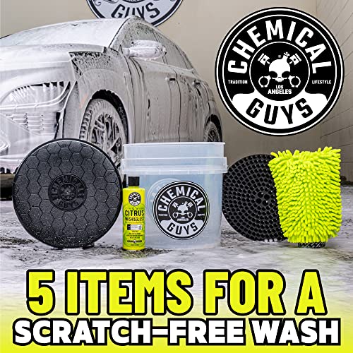 Chemical Guys Ultimate Scratch-Free Detailing Car Wash Bucket Kit with Accessories - Includes Dirt Trap, Wash Mitt, Bucket Lid, and 16 oz Car Soap - Safe for Cars, Trucks, SUVs, Motorcycles, RVs
