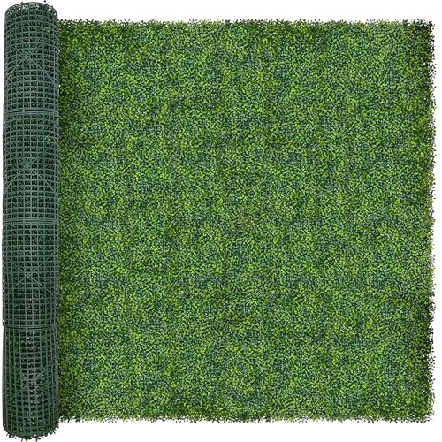 Image of ODTORY Artificial Boxwood Roll Panel 96X120 in (80 sqft) Greenery Backdrop | UV-Anti Fake Ivy Vine Hedge Covering, Privacy Fence Screen, Faux Green Grass Wall,Fake Plant, Indoor /Outdoor /Garden Decor