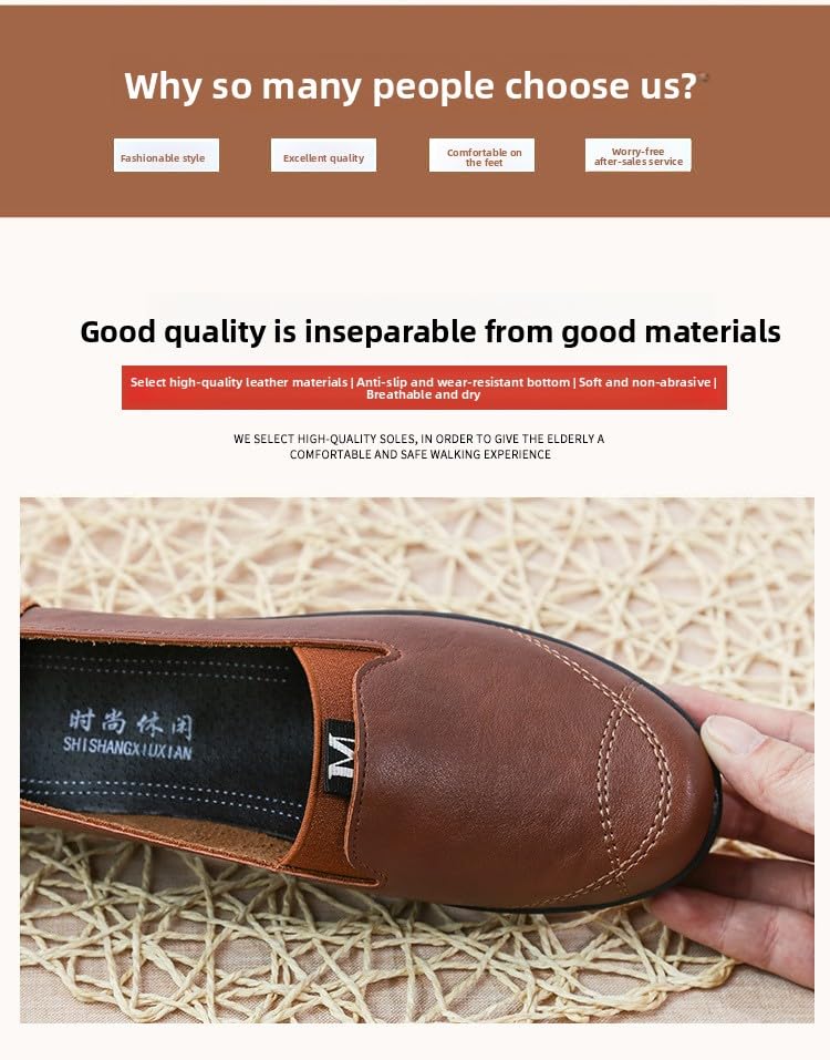 New Non-Slip Soft-Soled Spring and Autumn Leather Shoes Flat-Soled Elderly Leisure Middle-Aged and Elderly Mother Single Shoes Women's one Pedal3