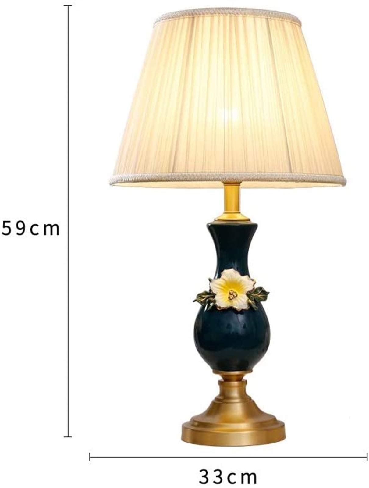 Elegancka malowana lilia ceramiczna stolik nocny do sypialni gabinet dekoracja salonu lampa biurkowa, (rozmiar: ściemniacz)