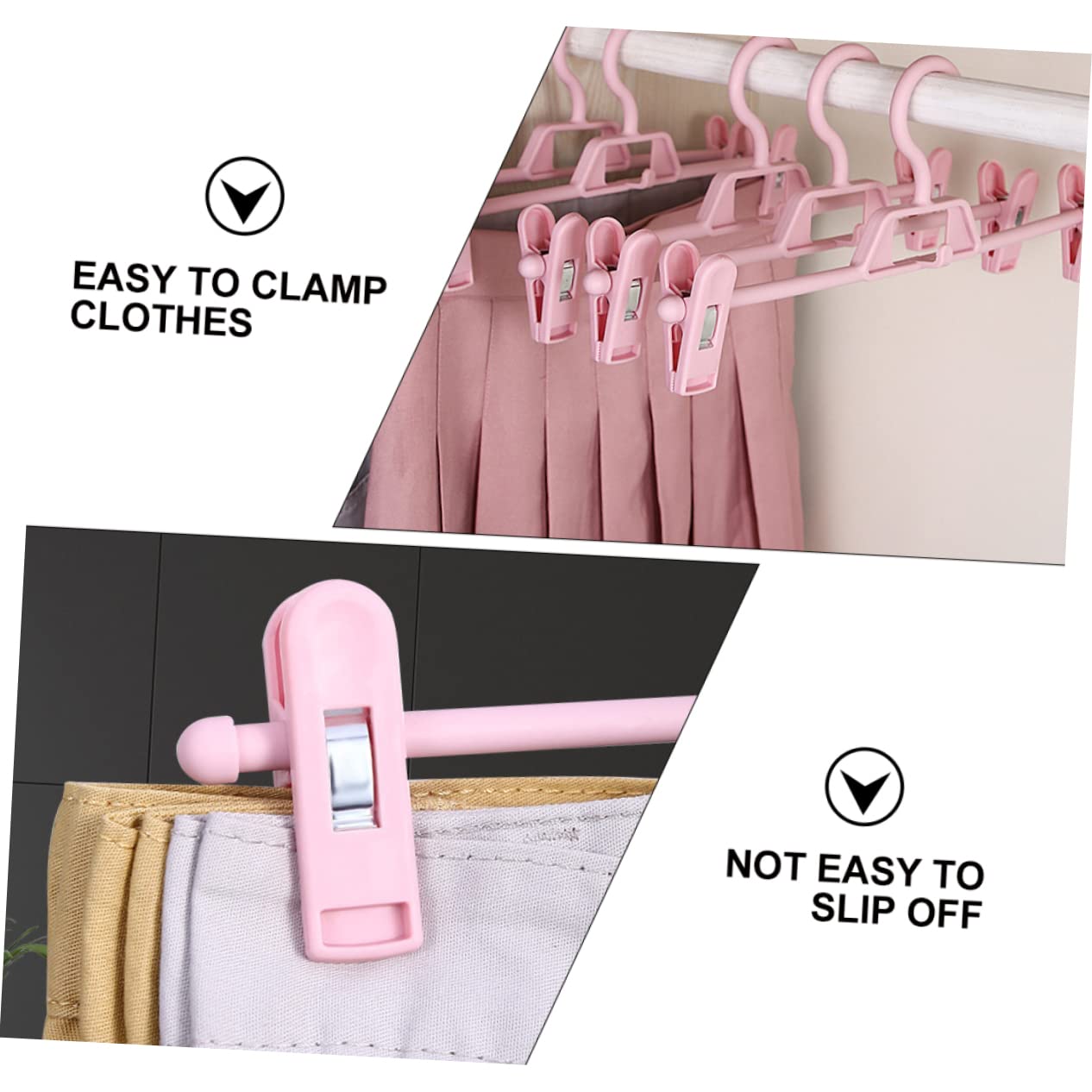 MUCKLILY 10Pcs Underwear Storage Hanger Clips Space Saving Pants Rack for Home Plastic Clothes Hangers for Adults for Wardrobe Organization