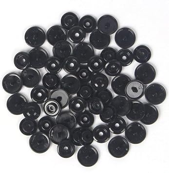 200 Sets T5 Resin Plastic Snaps, BetterJonny Size 20 Glossy Round Resin Plastic Buttons Fasteners for Cloth Crafts Towels DIY, Black