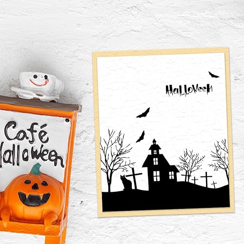 Miniatura 10 de Hying Sello transparente de calabaza de Halloween, fantasma, para hacer tarjetas, murciélagos de Halloween, sellos de goma de araña, bruja y gato,