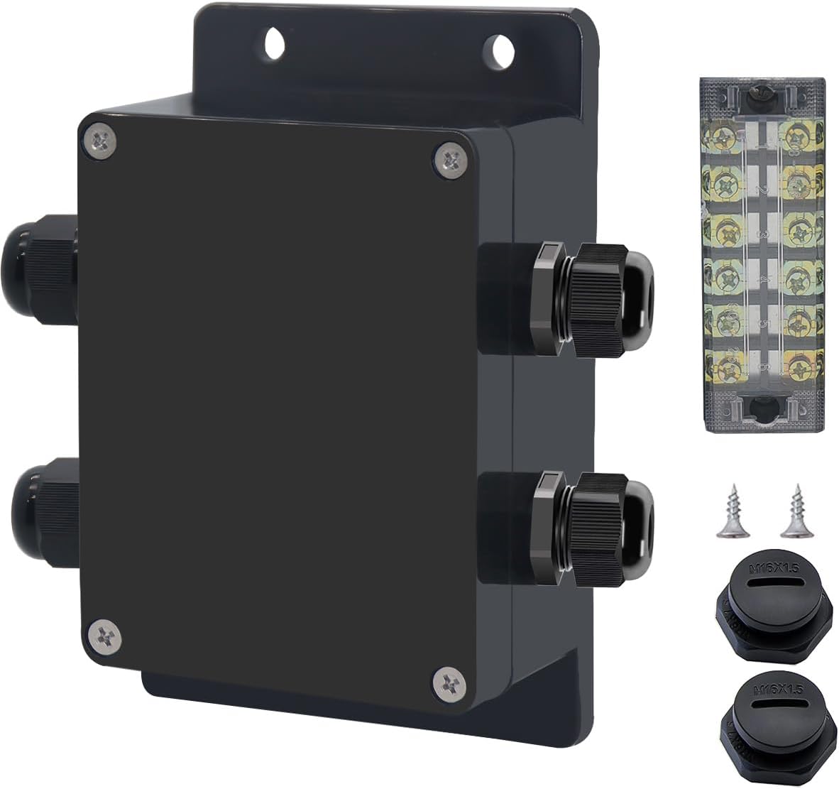 Project BoxI P67 Outdoor Waterproof Box Electronic Junction Box with 25A 600V 6P Barrier Terminal 2IN/2Out Electrical Boxes 4.5x3.5x2.12 inch
