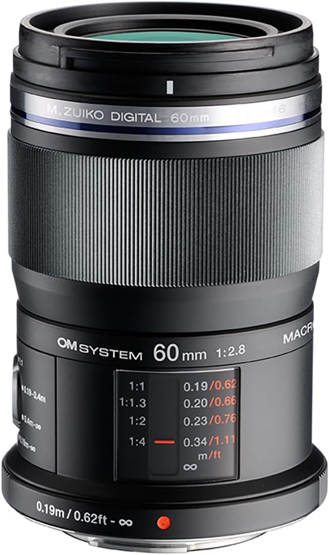OM SYSTEM Olympus M.Zuiko Digital ED 60mm F2.8 Macro for Micro Four Thirds System Camera, Weather Sealed Design, Focus Limit Switch Bright