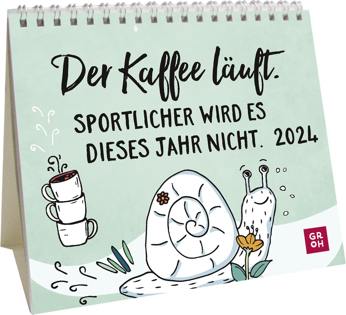 Der Kaffee läuft. Sportlicher wird es dieses Jahr nicht. 2024: Mini Monate Calendar. Kleiner Aufstell Calendar mit Monate Calendar