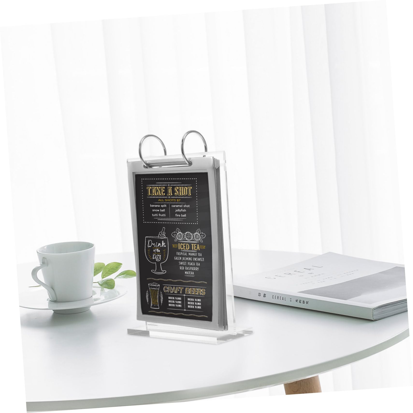 SHINEOFI 5piezas Soporte De Exhibición De Menú Transparente Soporte De Carteles De Escritorio Para Restaurantes y Cafés Vertical Con Base Estable