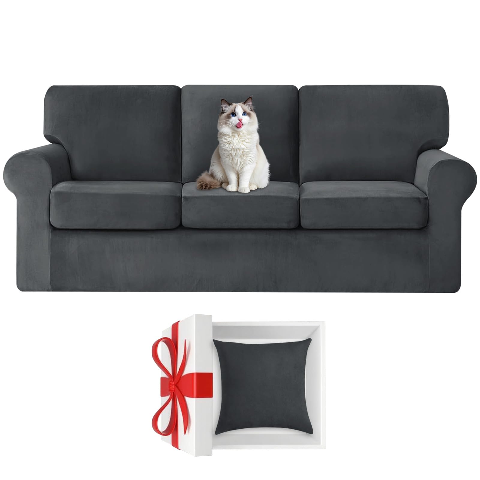 Housse de canapé Ektorp 3 places en velours gris pour salon chaleureux