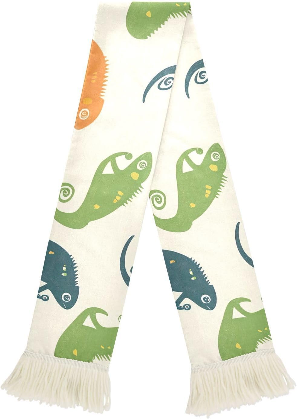 CHIFIGNO Chameleons Green Orange Sports Fan Scarf, Polyester Soccer Scarf, Soft Sweat Absorbent Wrap for Match Days and Cheer Events