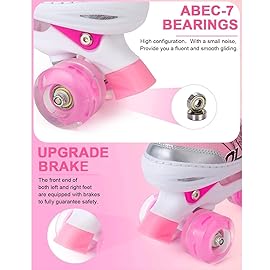 Sowume Adjustable Roller Skates for Girls and Women, All 8 Wheels of Girl\'s Skates Shine, Safe and Fun Illuminating for Kids