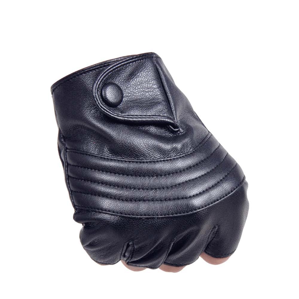 Guanti da Guida in Pelle da Uomo Spessi Guanti Mezze Dita Fitness Guanti da Ciclismo Fitness Allenamento Neri (Color : A, Size : One Size)