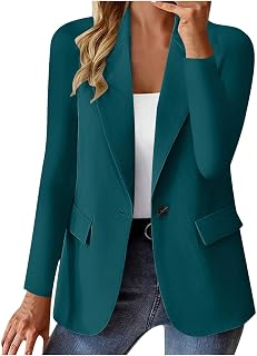 Blazers for Women Business Casual Button Down Lapel Suit Jackets Long Sleeve Work Office Fall Spring Clothes