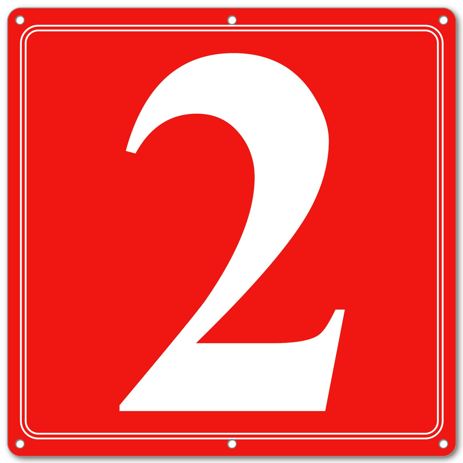 i-CowFun Premium Aluminum Number Signs 2, Metal 12" X 12" Red Numbered Signs Outdoor for Parking Lots, Floor, Dock, Court, Aisle, Field, High