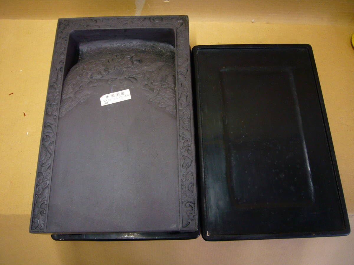 中国の大型 硯 重さ 約.7.5kg 約330㎜220㎜120㎜ 品 当時物143th