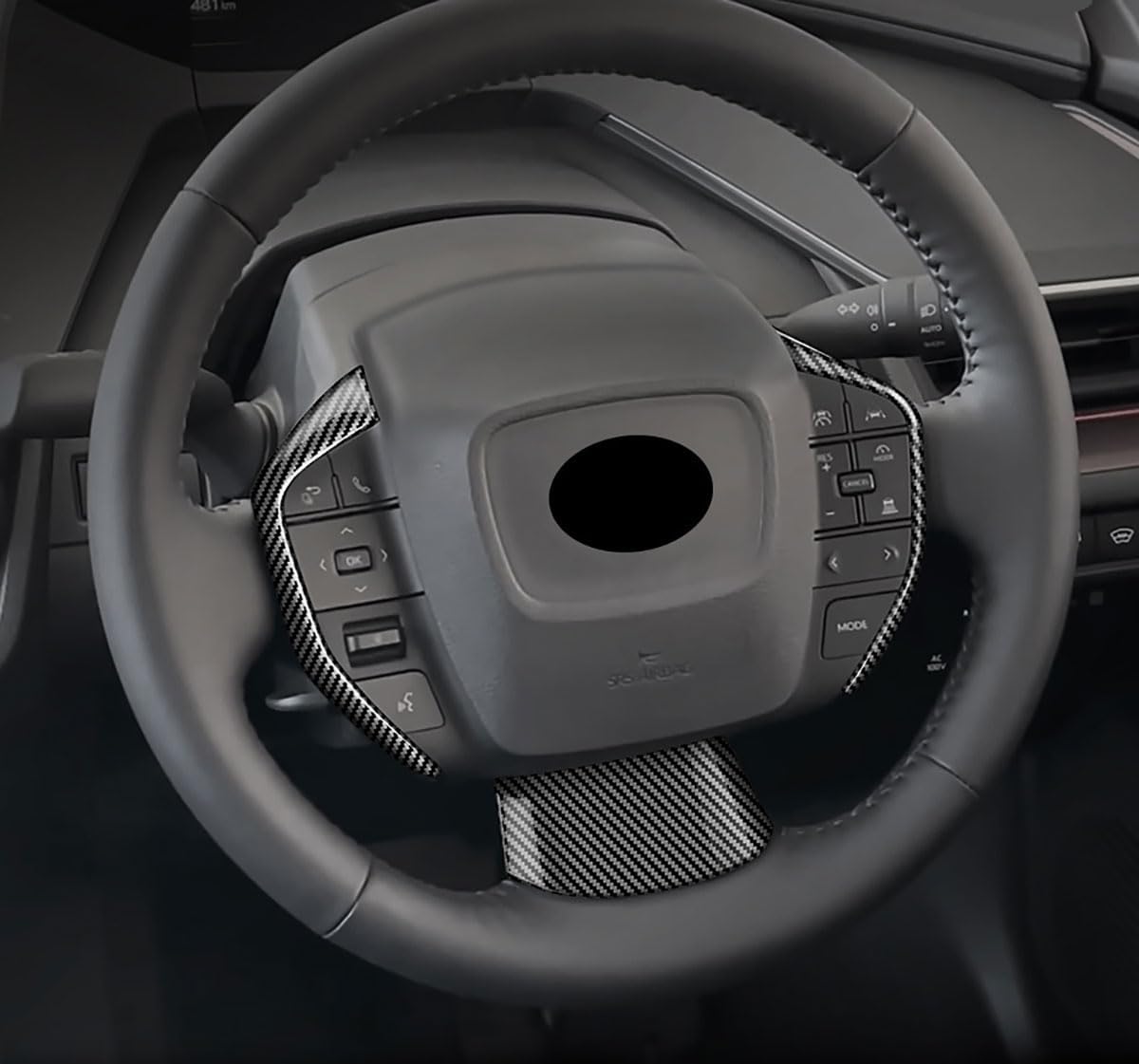 Interior Button Panel Cover Trims Trim Compatible with Toyota Prius 2023 2024 Console Button Trim Button Cover Trims Interior Car Accessories ABS 3PCS(Carbon Fiber Style)