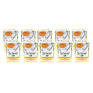 Schesir Cat Soup Wild Pink Salmon and Carrots Pouch 85 gm (Pack of 10)