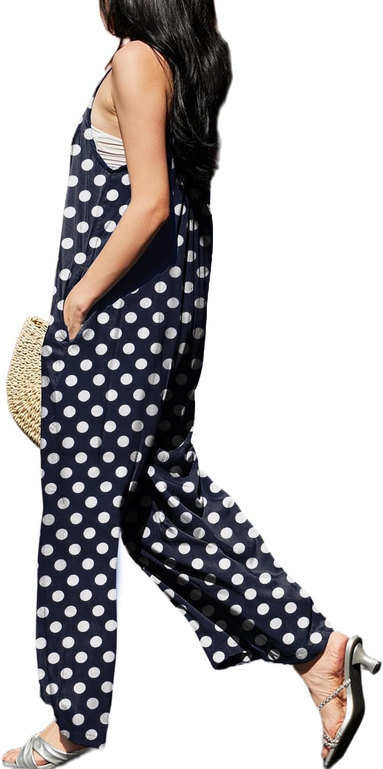 Womens Casual Loose Floral Bohemian Summer Jumpsuits Plus Size Beach Rompers One Piece Outfits with Pockets - Image 2