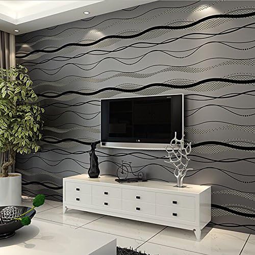 Shoze Embossed Wallpaper 10x0.53m Victorian Damask Stripe Wallpaper Rolls 3D Effect Background Decor Stripe Curve Textured Wallpaper for Home Bedroom Living Room