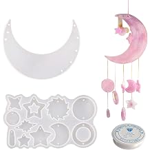 Wind Chimes Resin Molds Silicone Bundle Moon Mold for Home Decor Create Art DIY Wind-Bell Supplies Epoxy Acrylic Resin Molds Decorations Kit