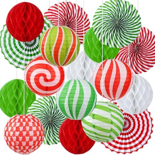 Retisee 18 Pcs Christmas Hanging Paper Lanterns Party Decorations...