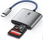 SD Card Reader for iPhone/iPad, Digital Camera Adapter with MicroSD/SD Dual Slot, Memory Card Reader for iPhone 16/15/14/13 Pro Max, Plug and Play
