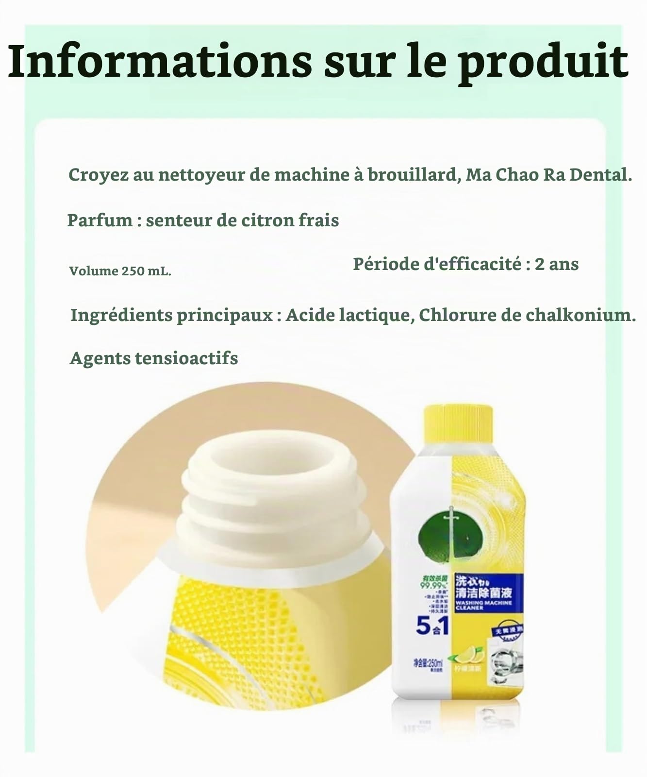 Liquide De Nettoyage For Machine À Laver, Déodorant, Liquide De Nettoyage, Nettoyant Tout Usage(Size:Lemon x 2)