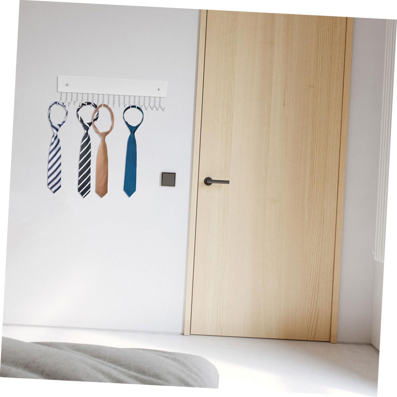 Organizador de Corbatas y Bufandas de Madera y Hierro, Colgador Giratorio 180 Grados, 2 Piezas para Entrada y Apartamentos Pequeños