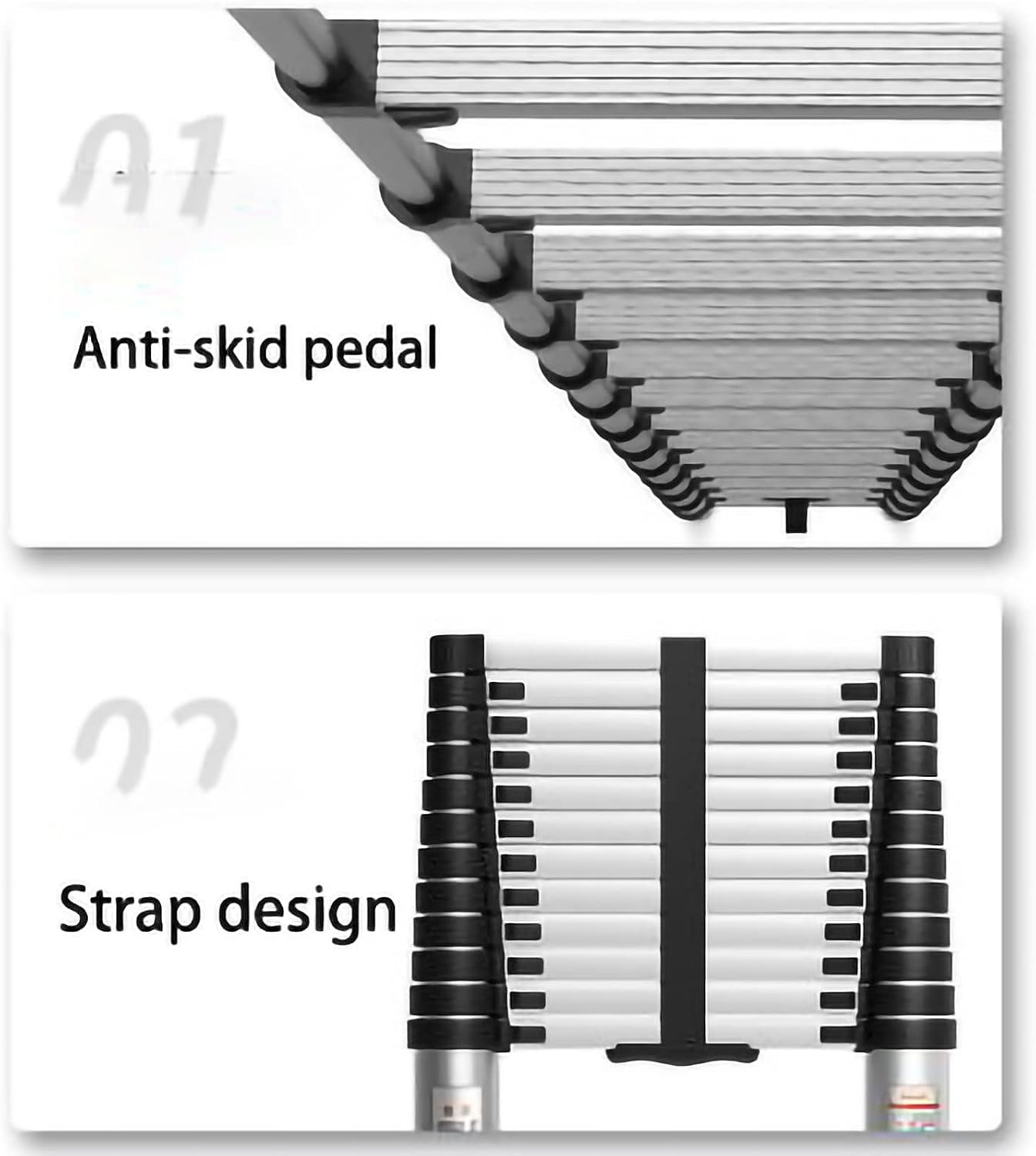 Extendable Ladders Portable Extension Ladder 7m/6m/5m/4m/10FT/2m, Aluminium Loft Multipurpose Telescopic Ladders, for Household or Outdoor Work (Color : Silver, Size : 2.10FT/7.5ft)