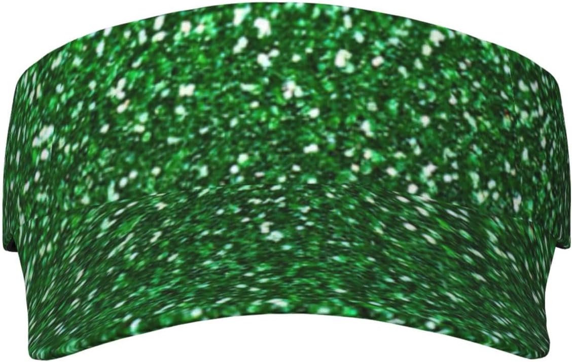 Green Sequin Sparkle Print Sports Sun Visor Hats,Adjustable Sun Caps for Men Women Adults Lightweight
