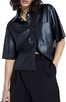 ジャケット・アウター SOFTHYPHEN FAUX LEATHER CROPPED SHIRT SOFTHYPHEN - FAUX LEATHER CROPPED SHIRT – The Contemporary